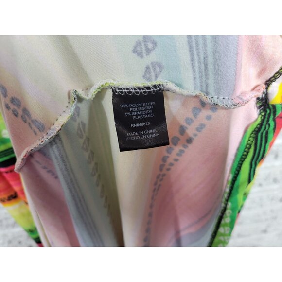 Rouge 3X Plus Size Dress Fluorescent Red Striped Midi Slip STR220E - Picture 10 of 11